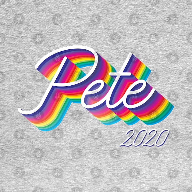 Mayor Pete Buttigieg in 2020, vintage rainbow tones! Pete for America in this presidential race. by YourGoods